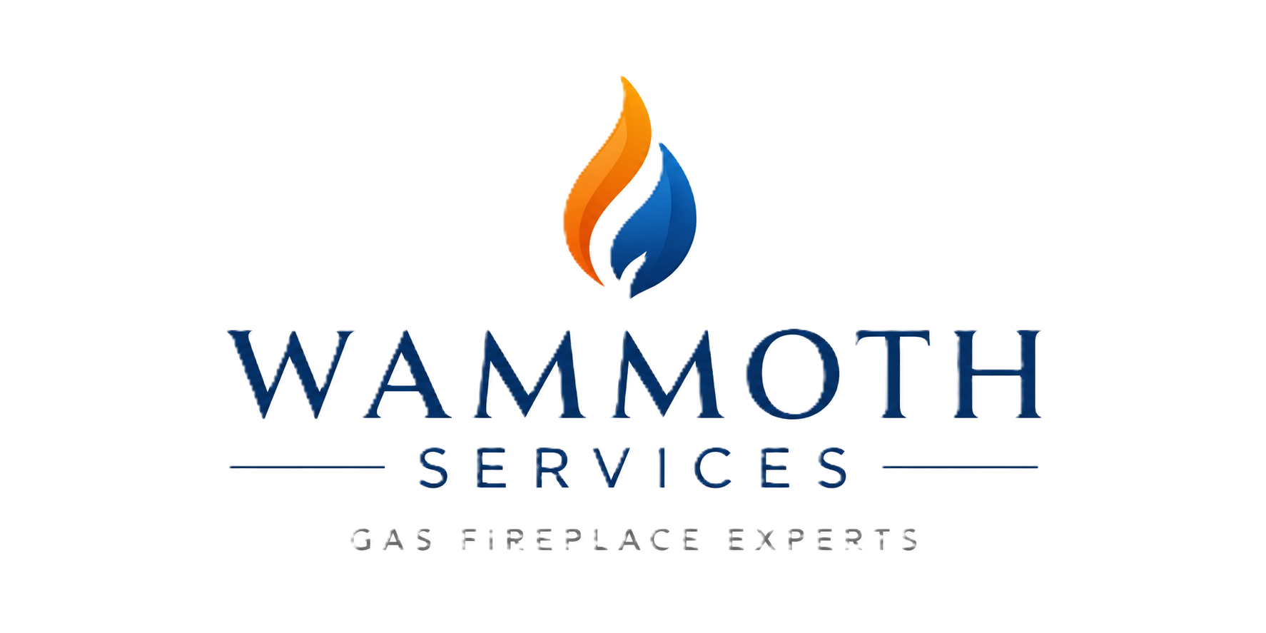 Wammoth New Logo with an illustrated orange and blue flame at top